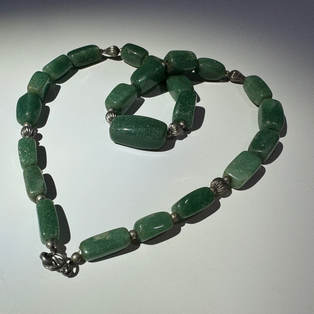 Vintage Polished Semi Precious Gem Stone Necklace 20” Lobster Claw Clasp